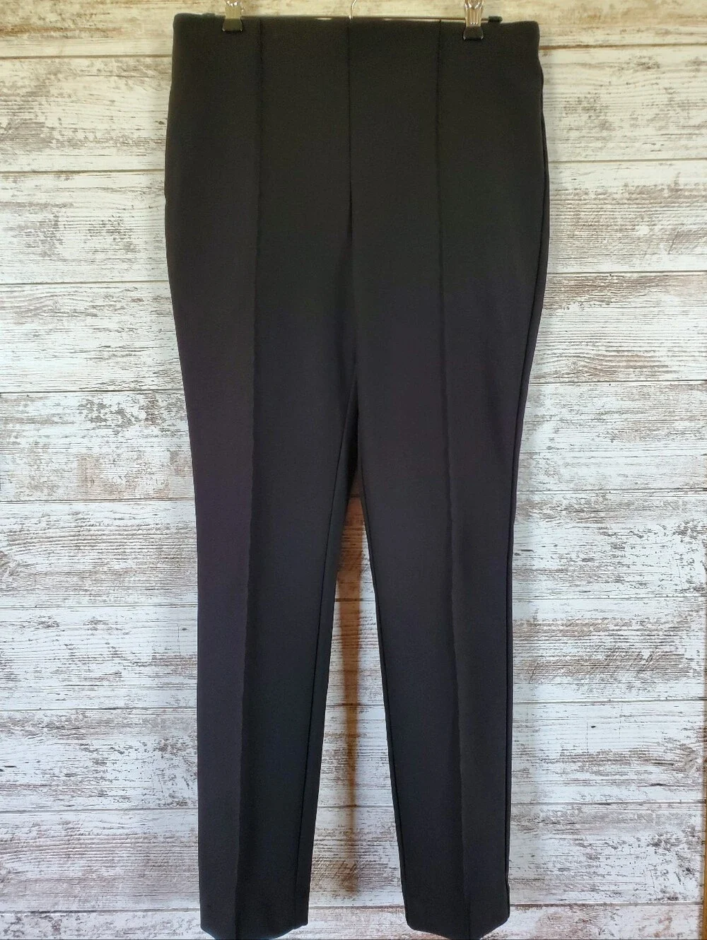Rachel Zoe Black Front Back Seam Pull On Ponte Slacks Travel Dressy Pants